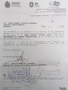 Un favor personal del secretario estatal de Salud, Roberto Ramos Alor, coloca a la región de Coatzacoalcos bajo el riesgo de una epidemia y al país en una zona de conflicto internacional debido a la ignorancia profesional.